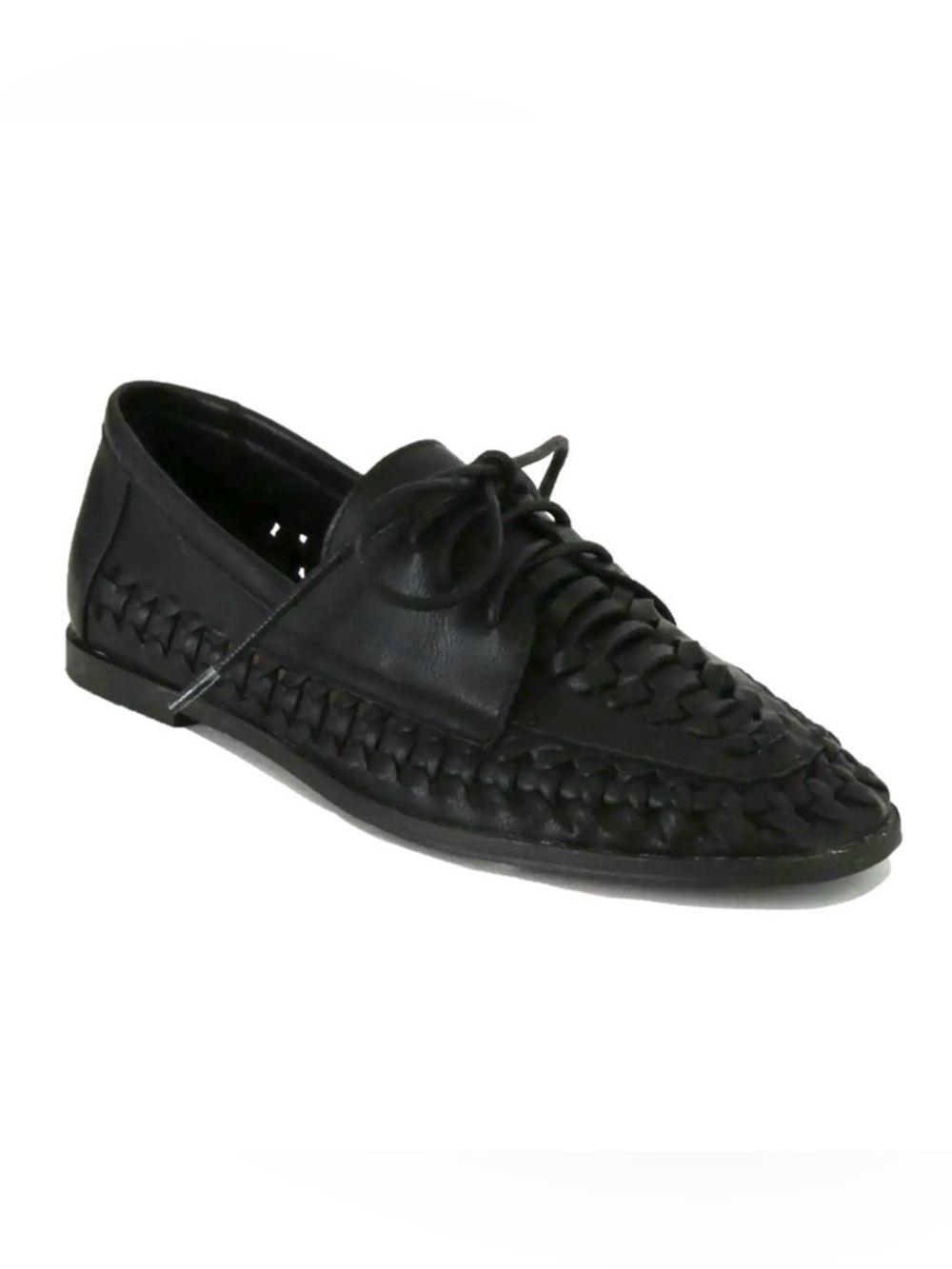 NEW Beast Fashion Womens Size 9 Jada Black Faux Leather Woven Oxford Flats $144